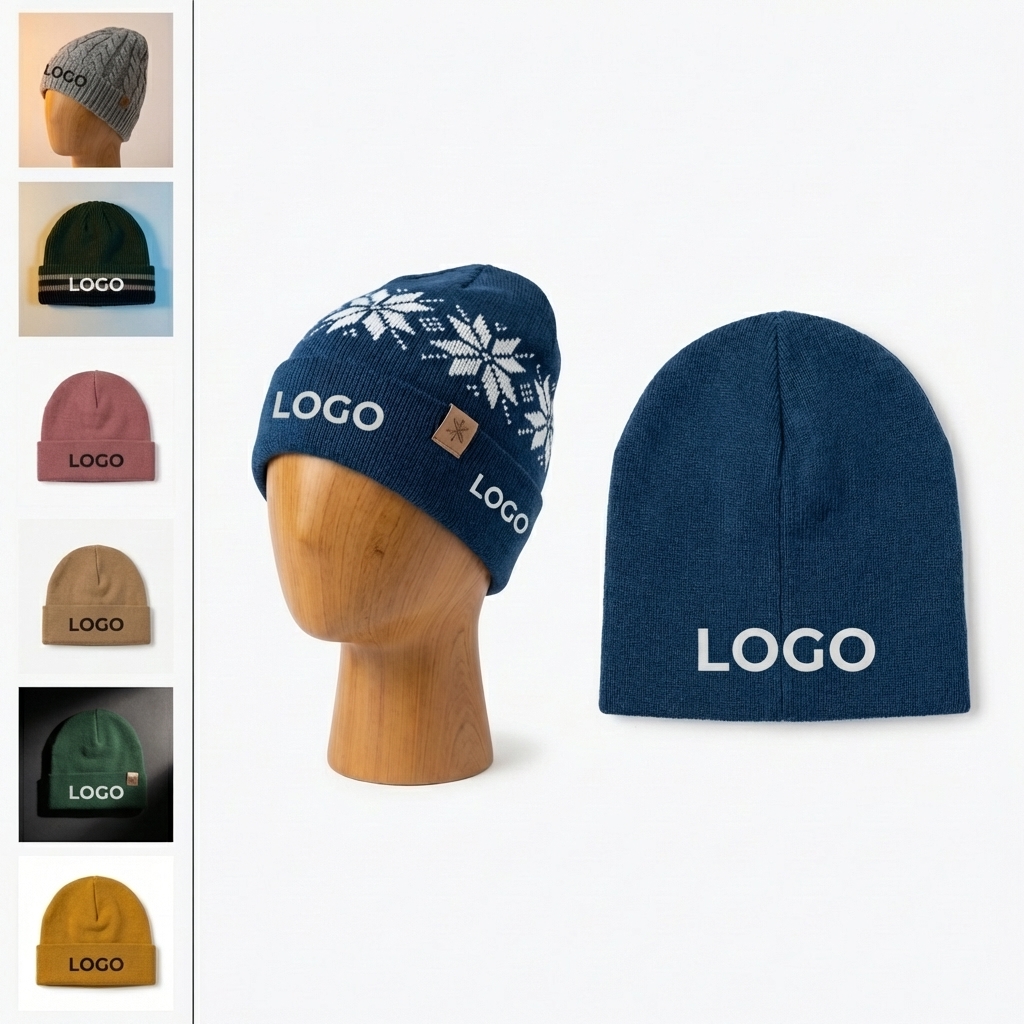 Snowflake Pattern Double-Layer Acrylic Winter Beanie