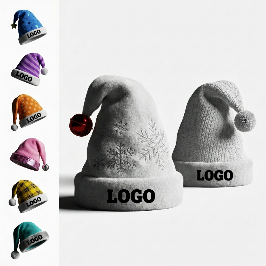 Multicolor Festive Christmas Hat Set with Snowflake & Knit Designs