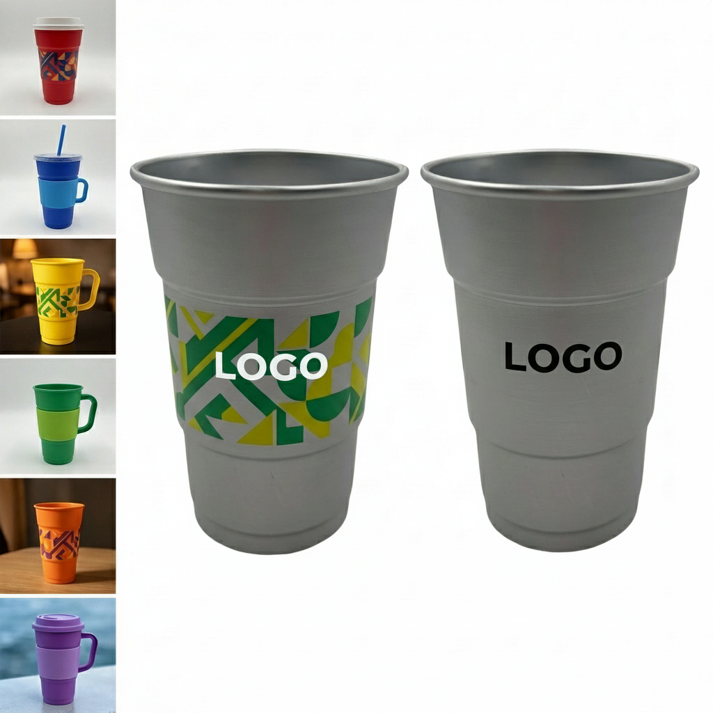 16oz Plastic Reusable Cup with Partial Color Accents