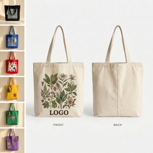 Floral Print Heavy-Duty Canvas Tote Bag
