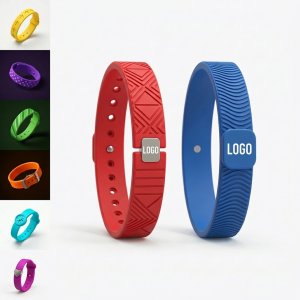 Adjustable Silicone Sports Wristbands with Buckle Closure