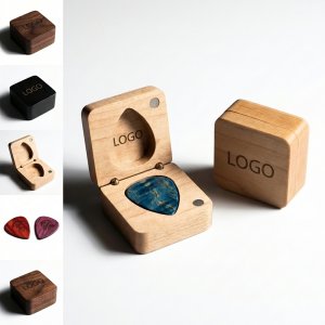 Custom Wooden Guitar Pick Set with Personalized Logo Storage Box