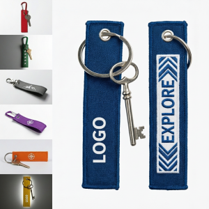 Colorful Personalized Embroidered Luggage Tags with Metal Ring - 7 Color Set